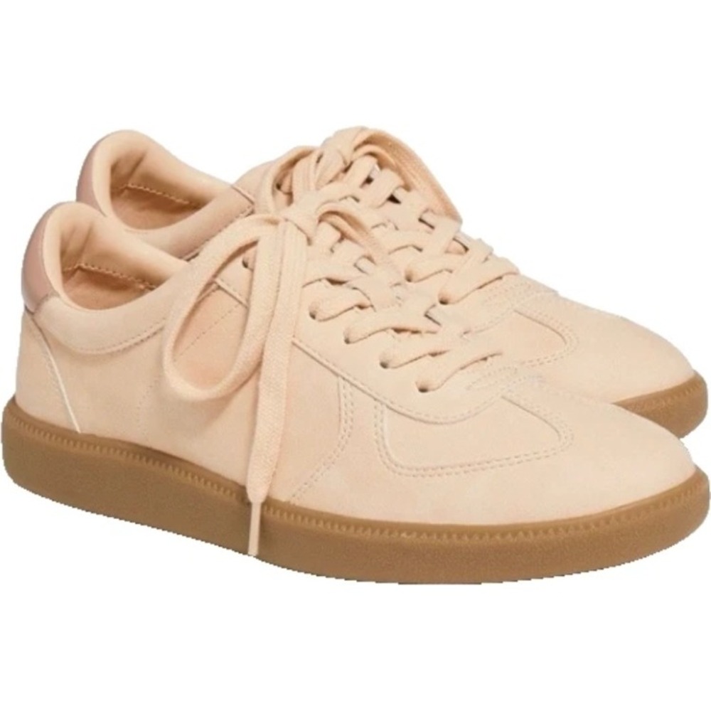 J. Crew Lace Up Sneakers Tan Suede Gum Sole Women's Size 8.5 NWT‎ Flaw $108